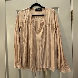 Calvin Rucker Peach Long-Sleeve Peasant Blouse
